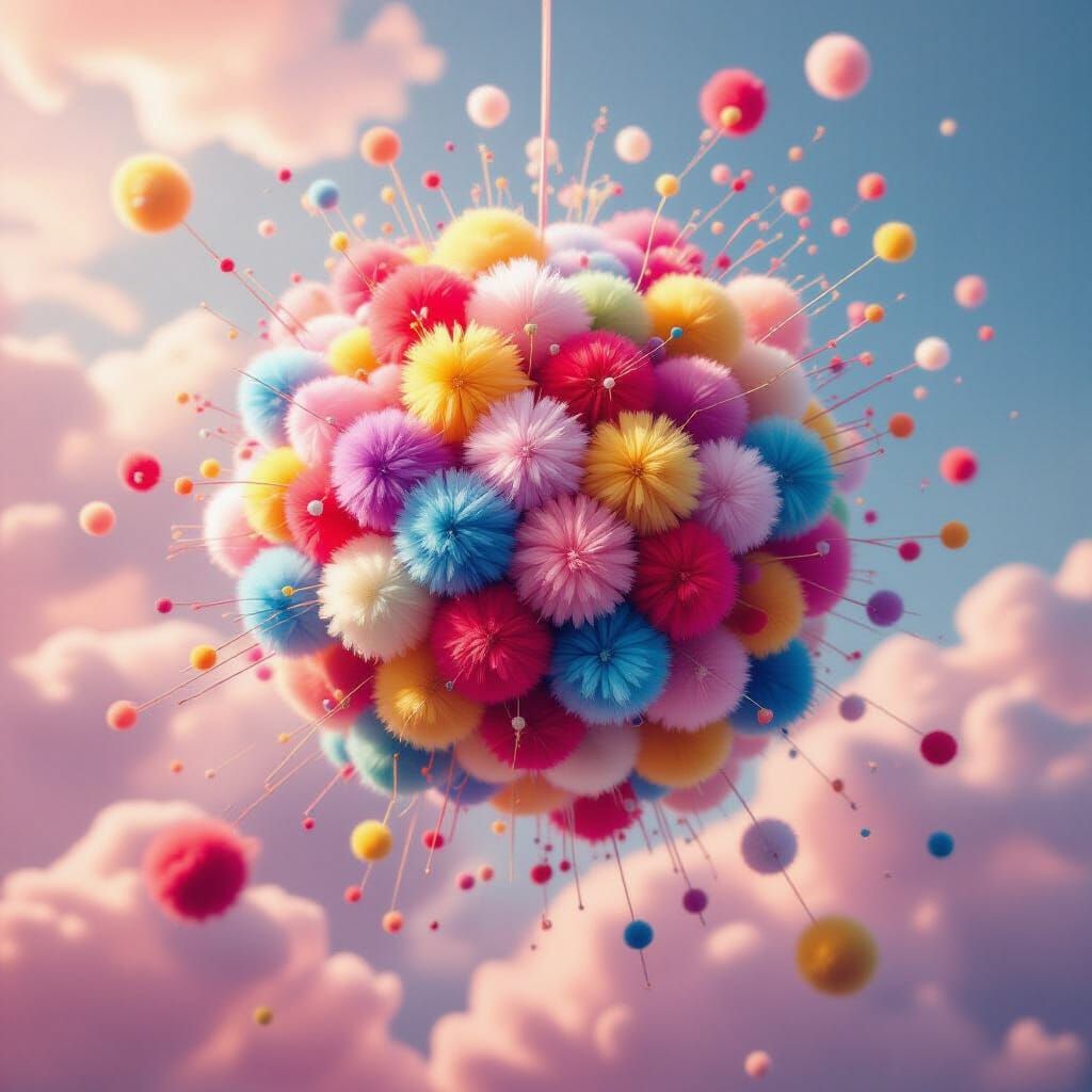 Exploding Pom Poms in Pastel Hues