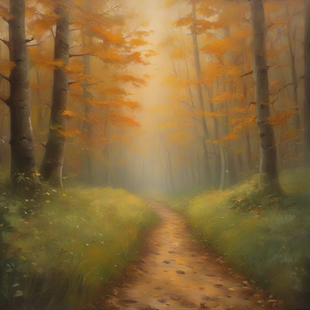 Forest Scene with Paw Prints in Renaissance Style