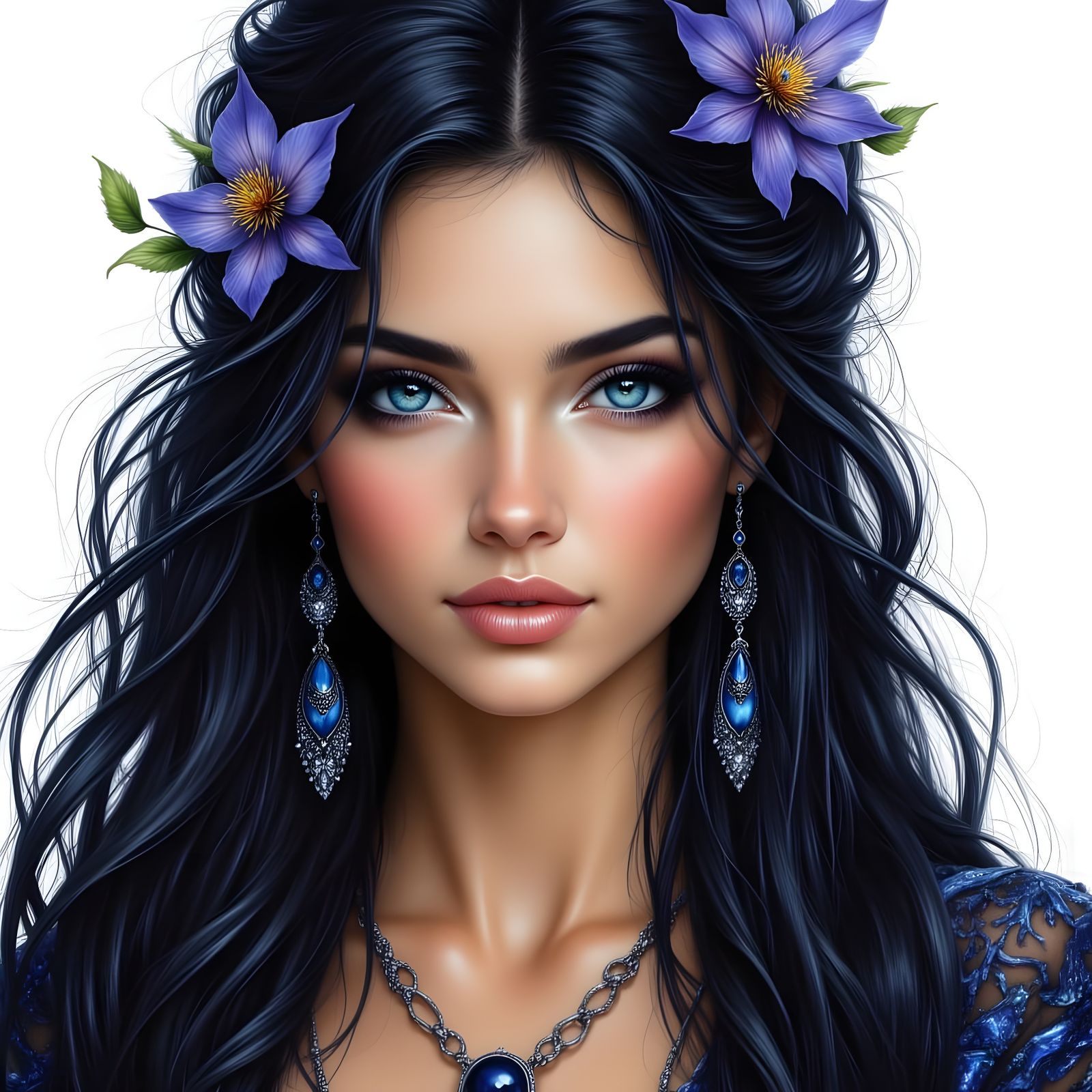 Norse Goddess Portrait in Hand Drawn Style