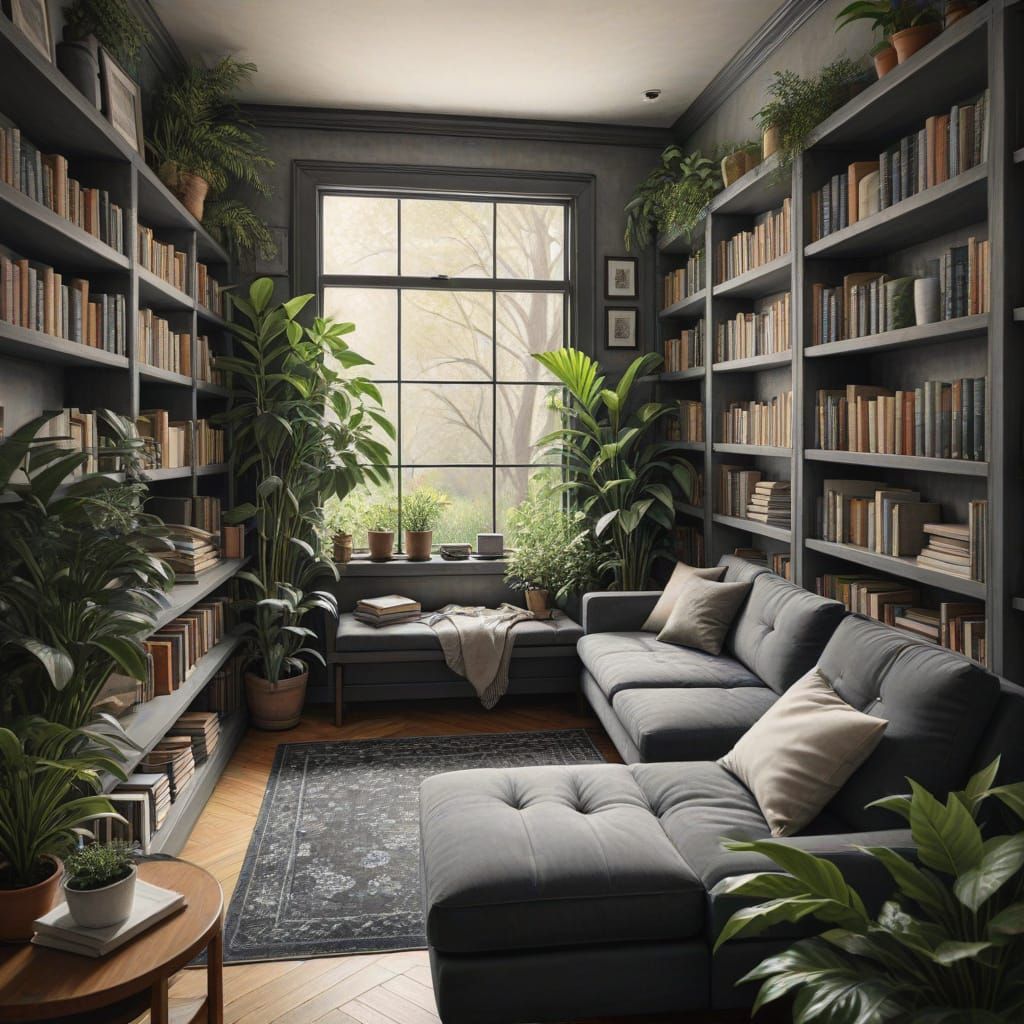 Cozy Reading Sanctuary in Charcoal Style