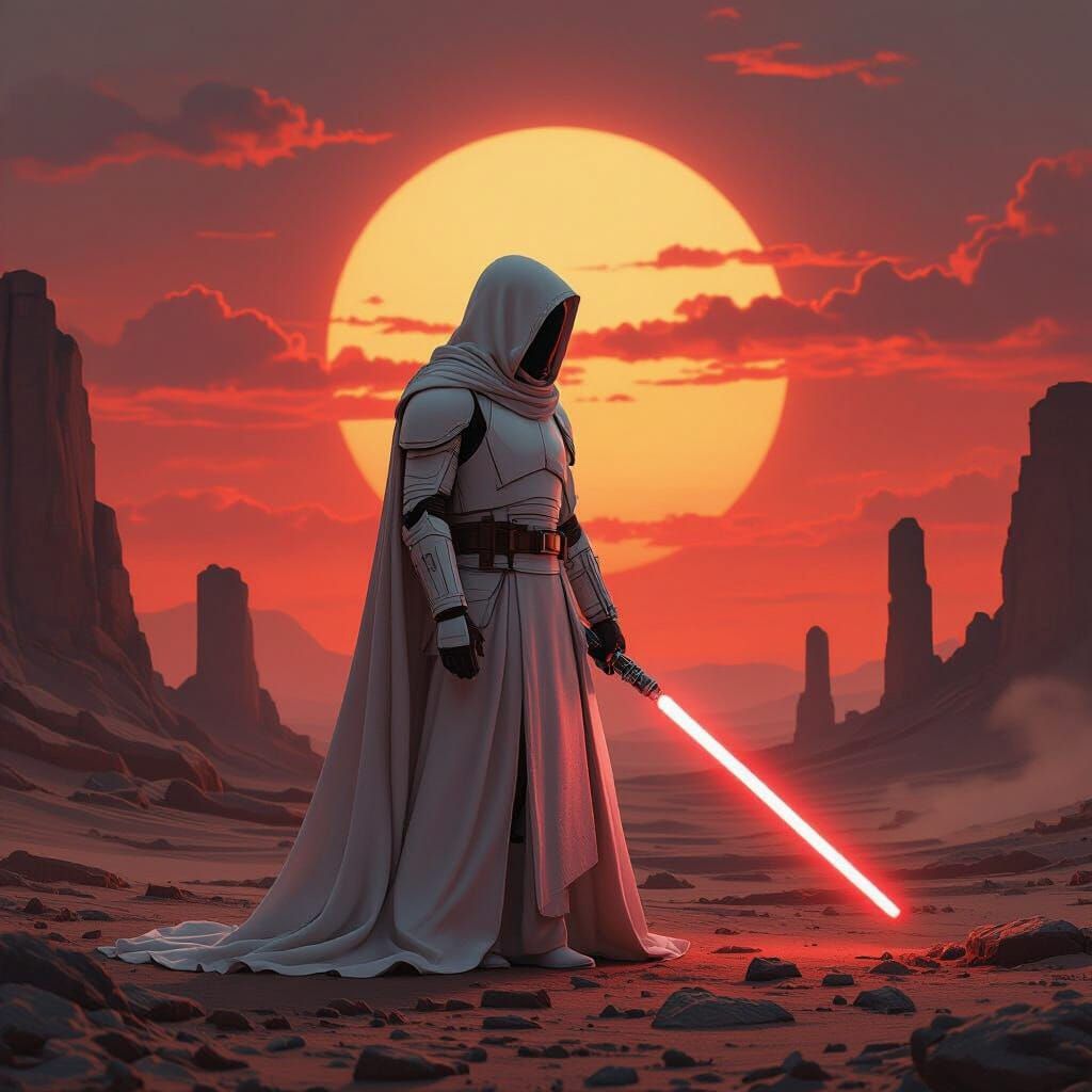 Jedi Knight Meditating on Desolate Planet