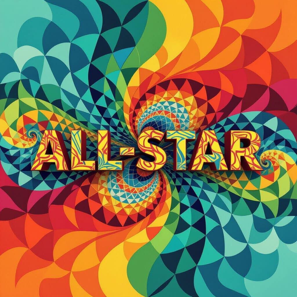 African Colors Abstract Art with "ALL-STAR" Woven In