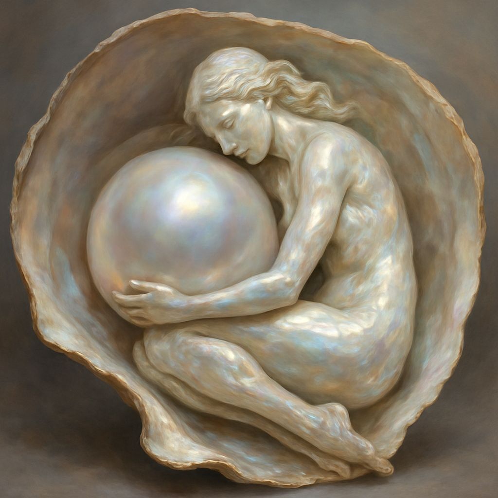 Surreal Pearl Woman in Shell