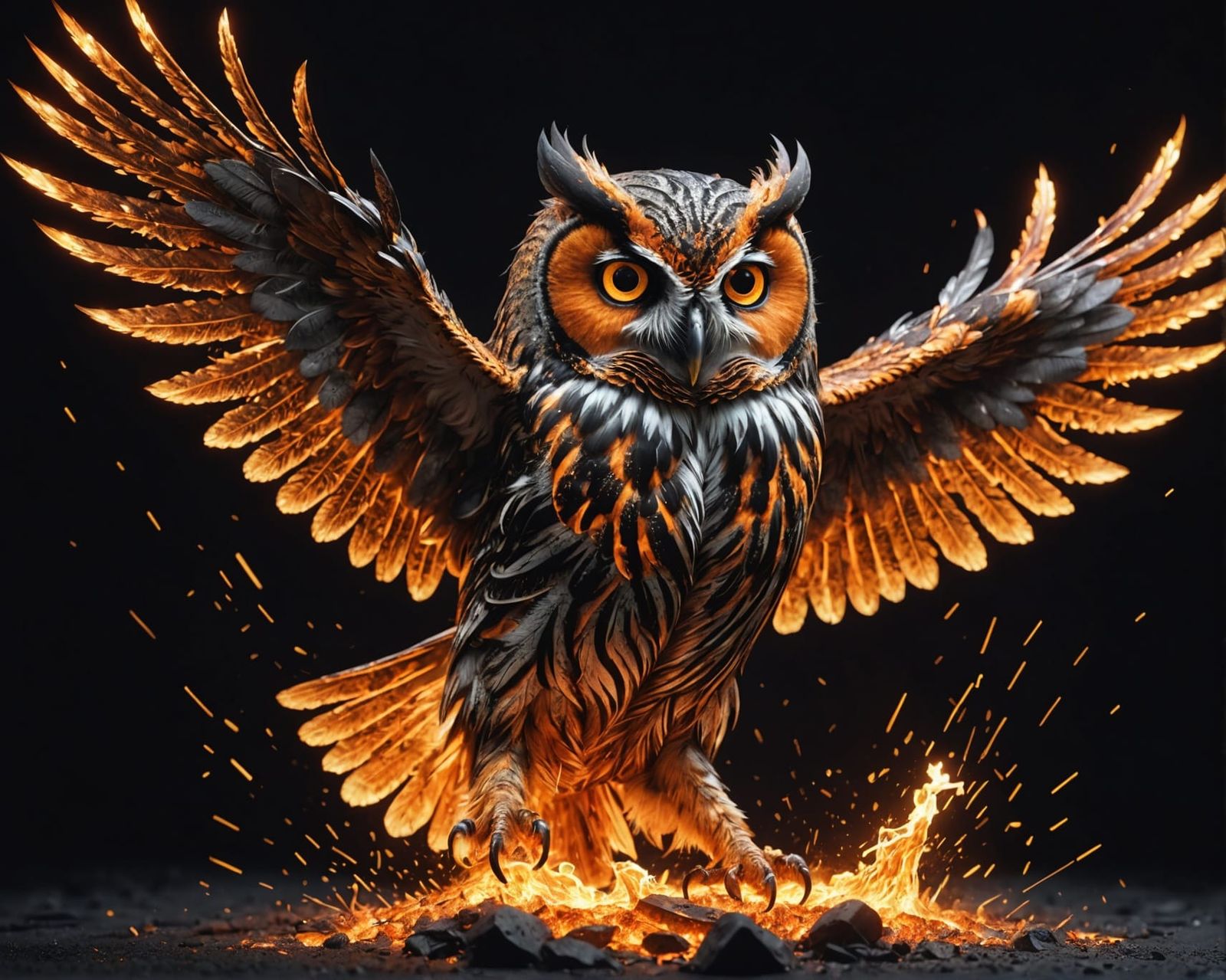 Flammulated Owl Forged in Molten Metal