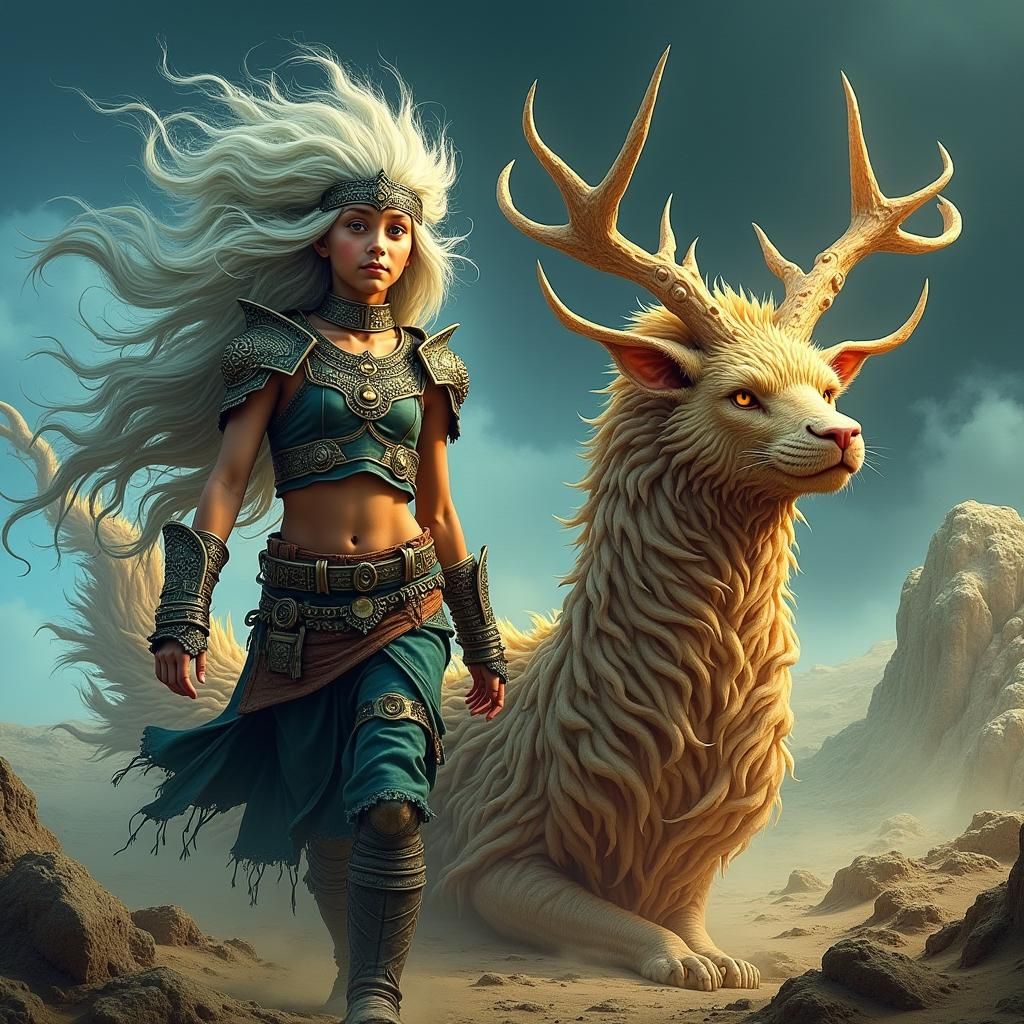 Elemental Woman in Desert Sandstorm