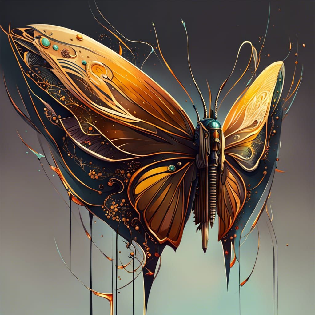 Butterfly-Winged Bullet with Golden Outlines