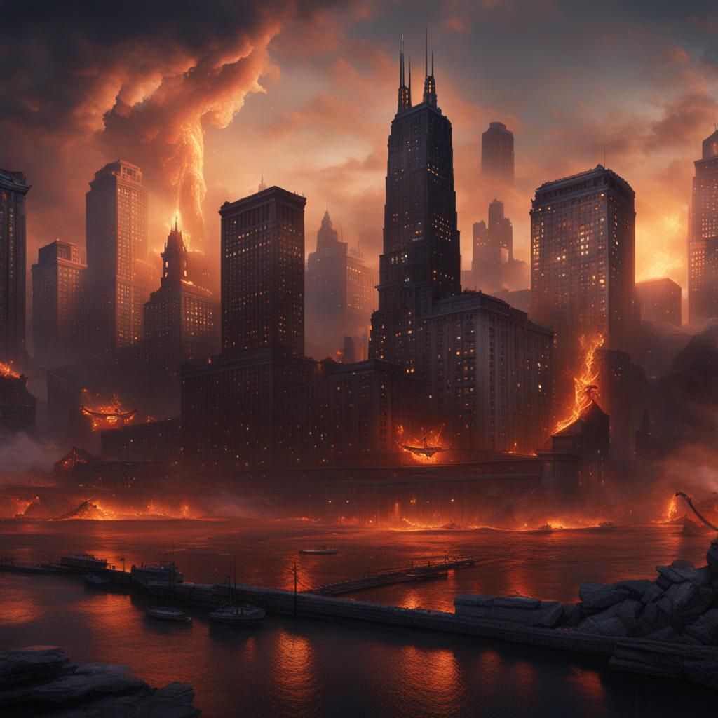 Chicago Fire: Detailed Matte Painting in Deep Color