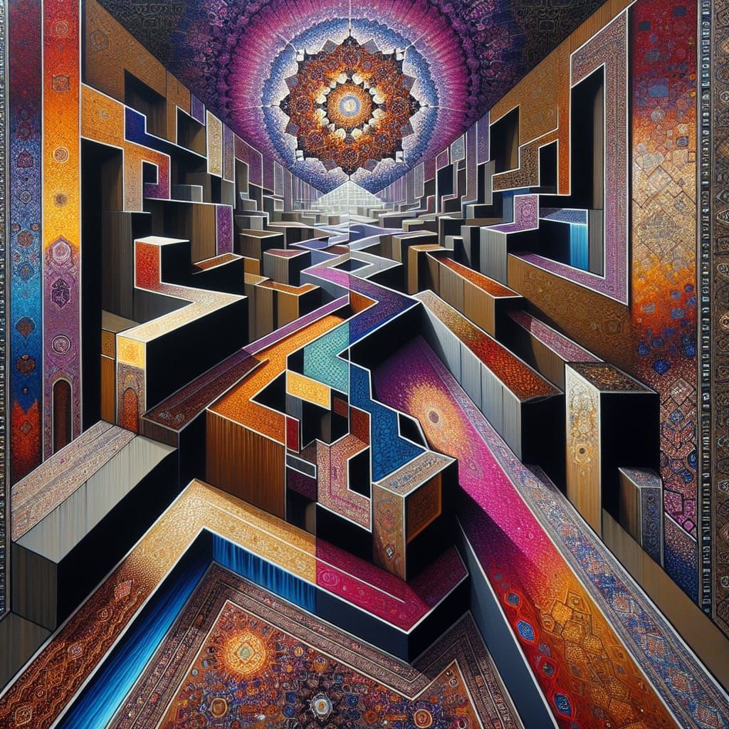 Abstract Rug: Geometric Serigraph in Modernist Style