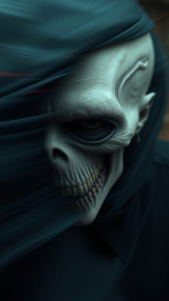 Surreal Ghoul Portrait in Hyper-Realistic Tilt-Shift Style