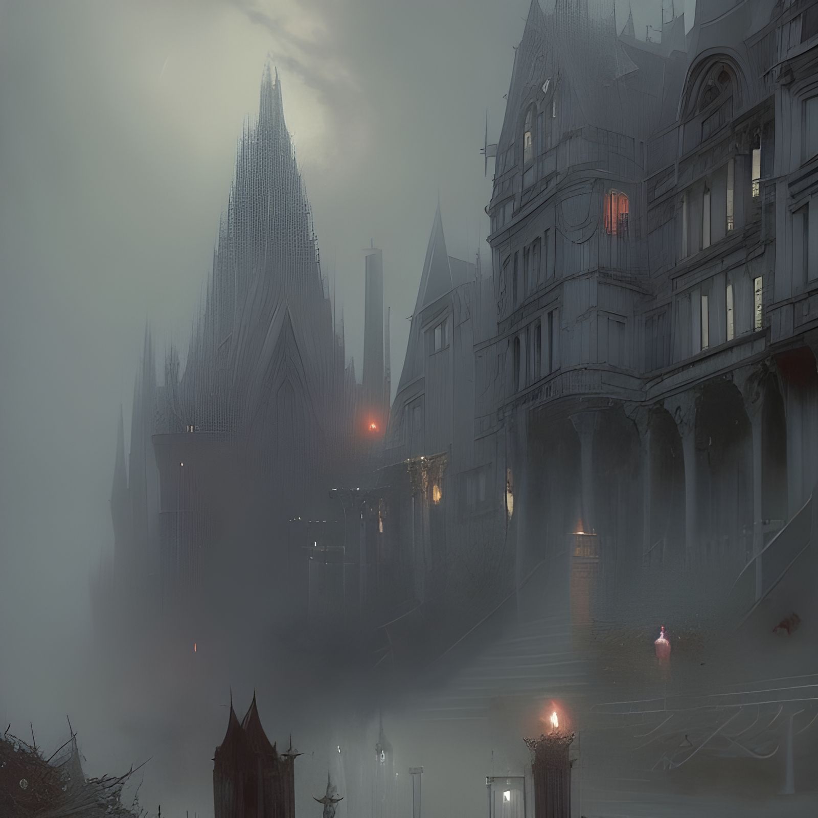 Ominous Demons in Gothic Art Nouveau Style