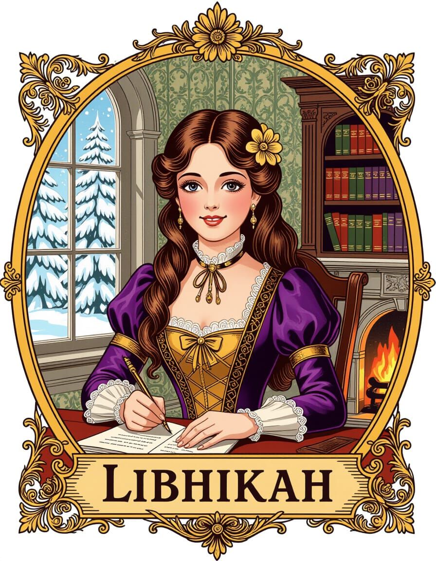 Victorian Emblem Logo of Lady Writing