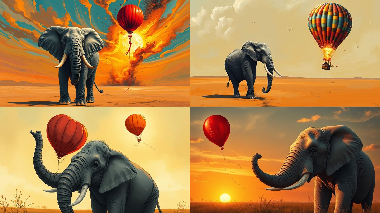 Crying Elephant Waves Goodbye to Burning Balloon