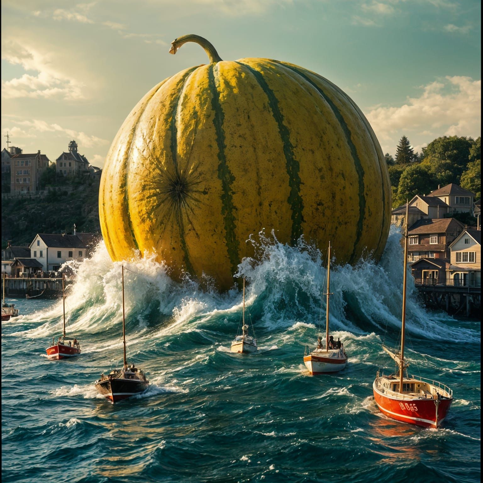 Gigantic Melon Swamps Harbor in Dramatic Film Still