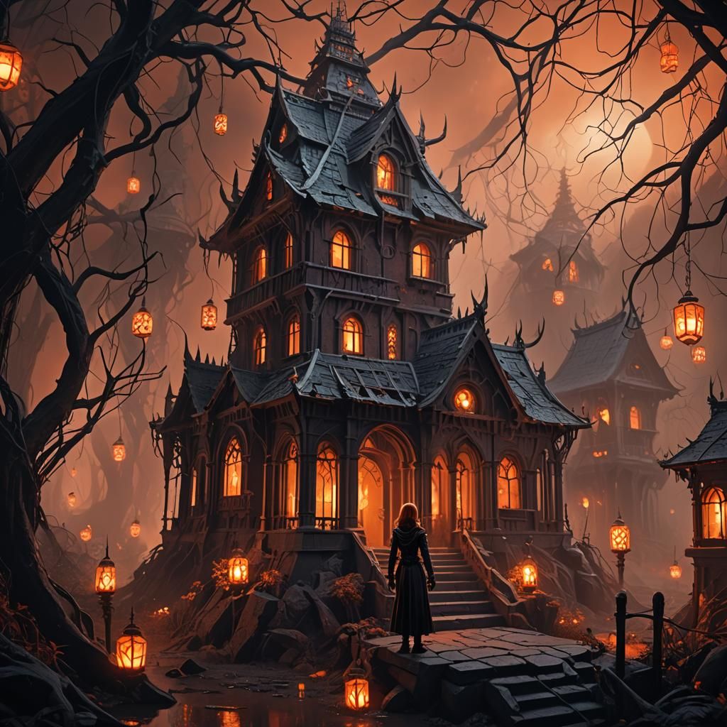 Haunted Bionicle House: Gothic Occultist in Matte Painting