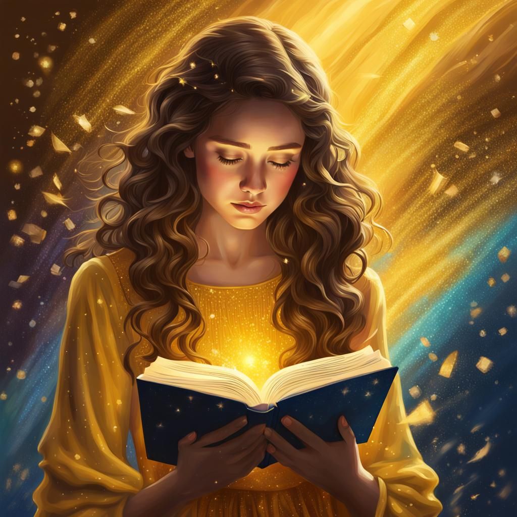 Girl in Yellow Dress Reading Book: Hyperrealistic Art