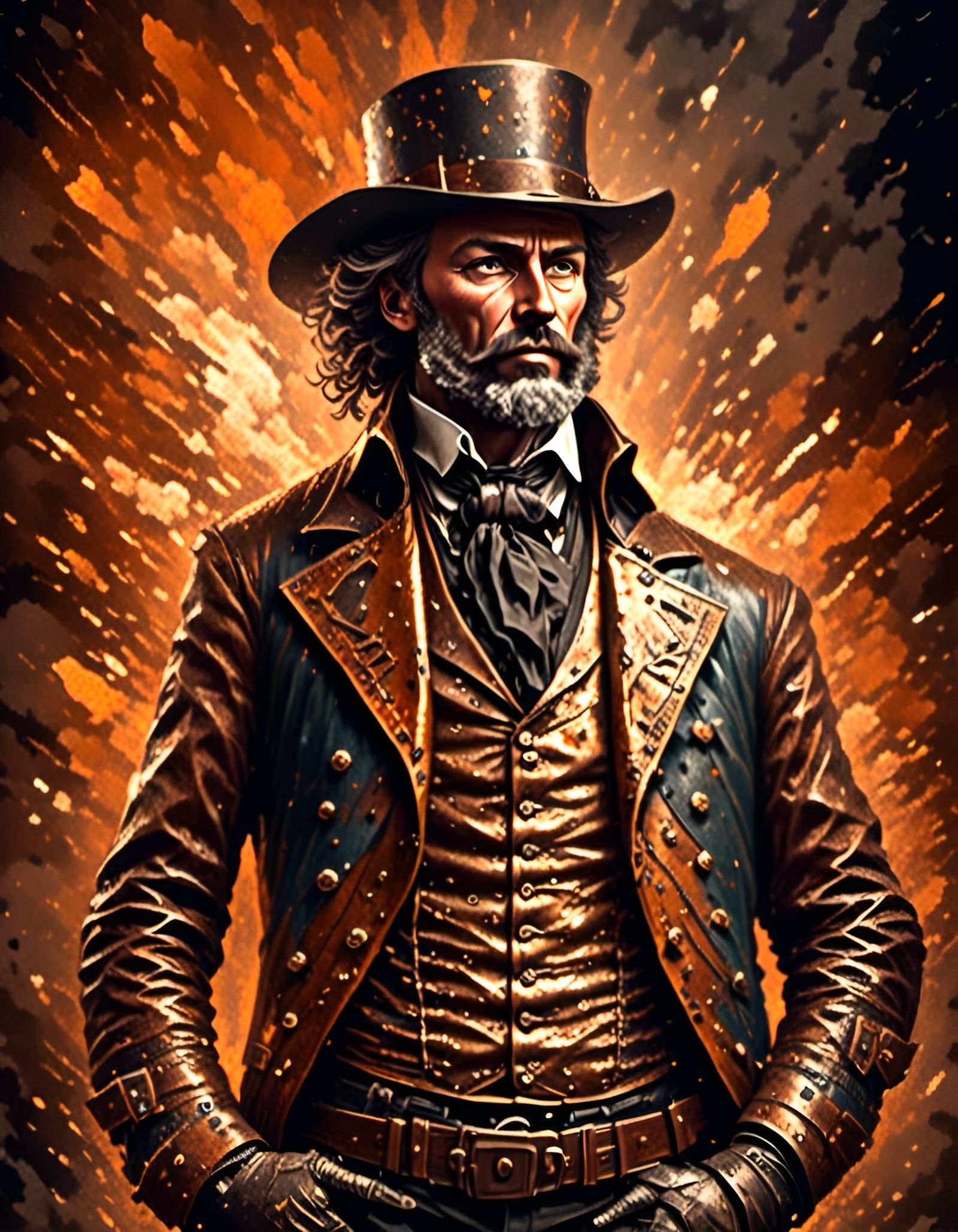 Steampunk Cowboy Portrait with Copper Armor