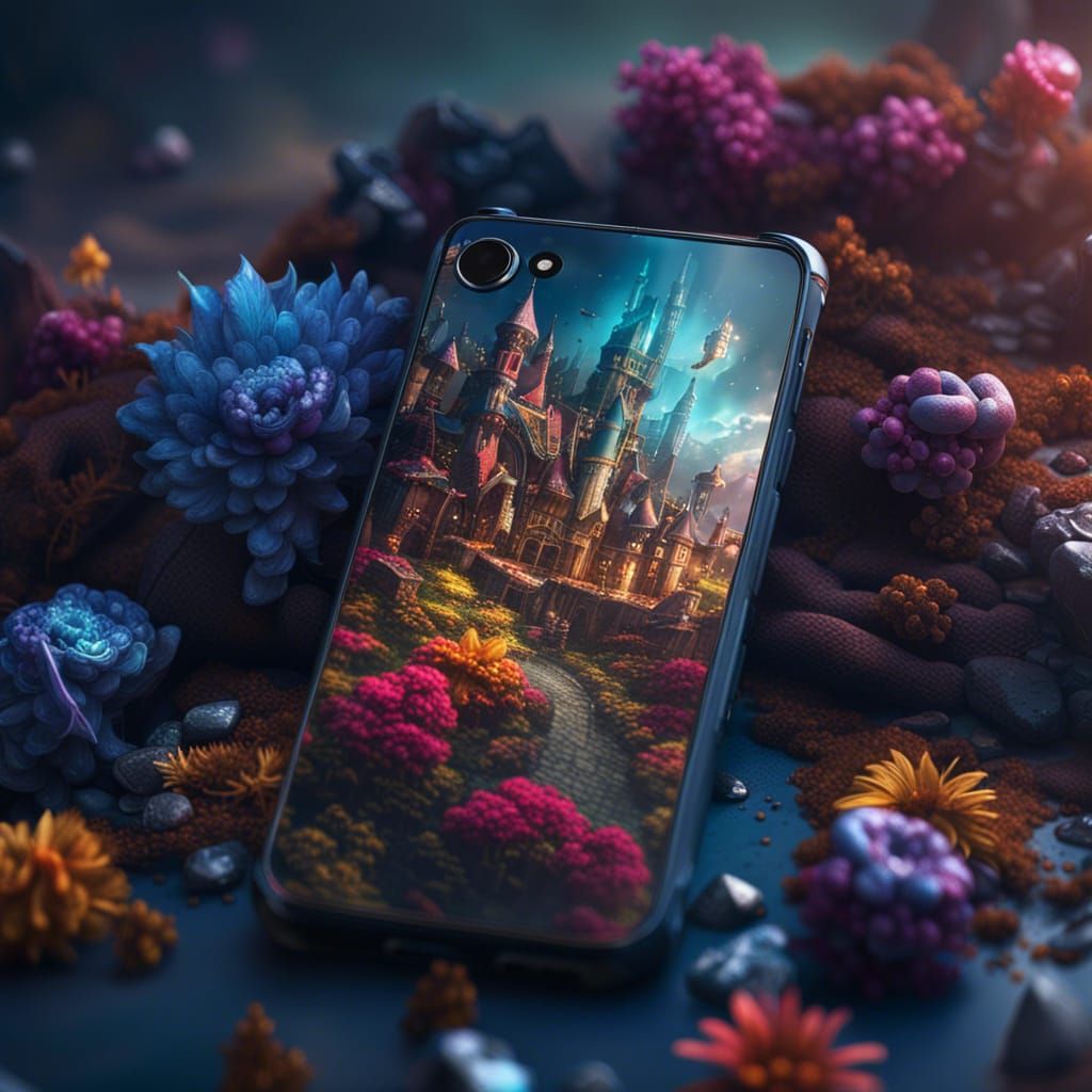 Fantastical Phone Case Art: Detailed Matte Painting