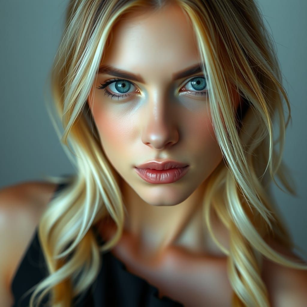 Beautiful Blonde Woman Portrait in Soft Lighting