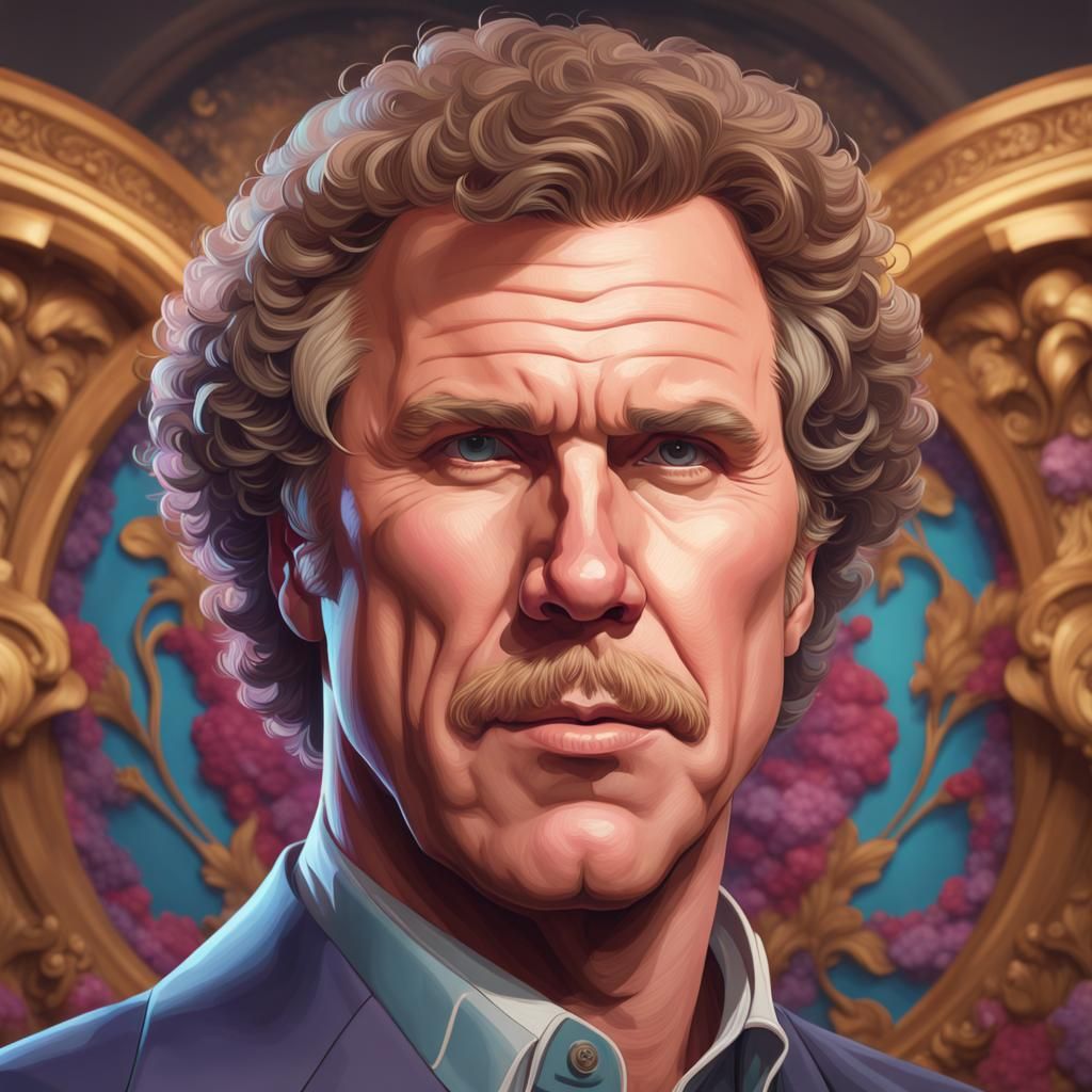 Will Ferrell Portrait in Artstation Splash Art Style
