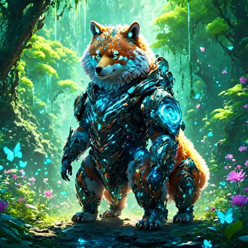 Futuristic Animal Duo: Best Friends in Dreamy Darkness