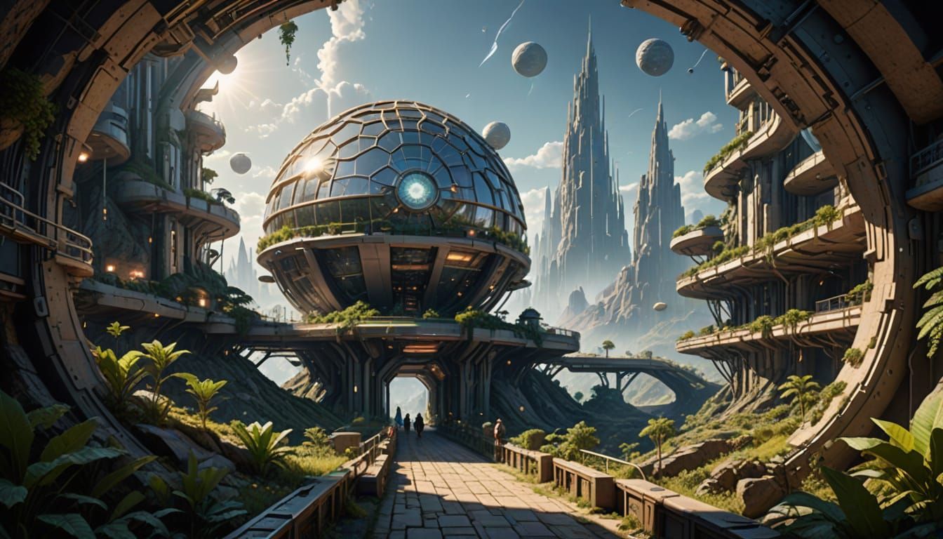 Futuristic Hidden City with Sun-Inspired Layout