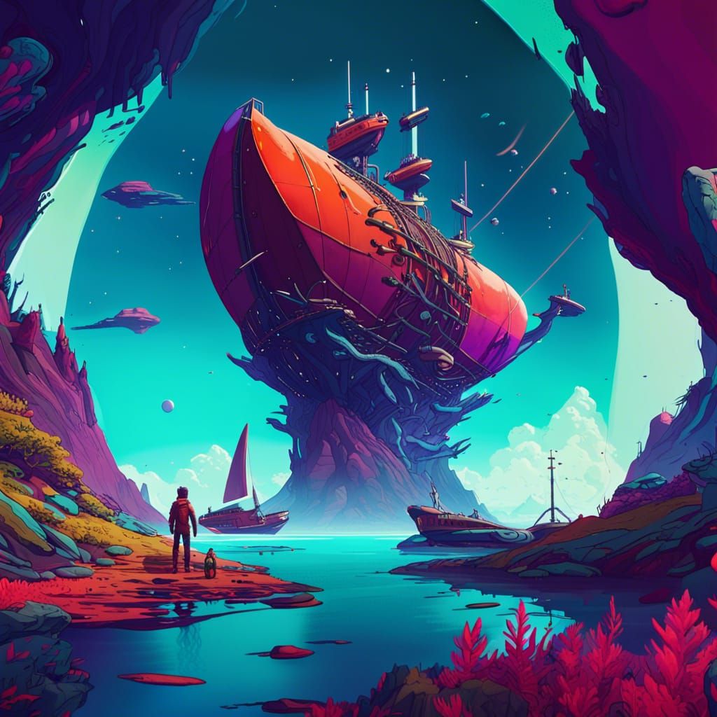 Exotic No Man's Sky World: Detailed Matte Painting