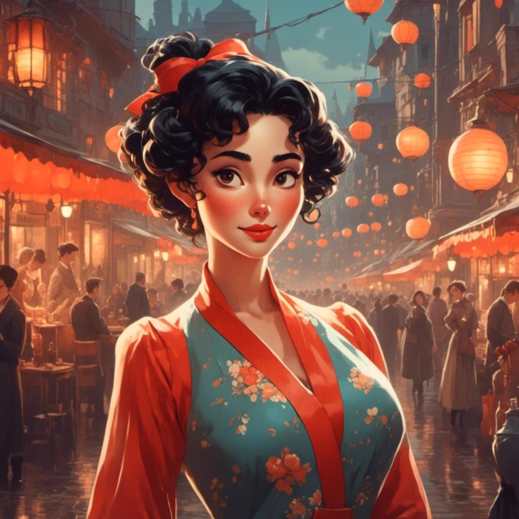 Retro Anime Woman with Sassy Smirk in Manga Style