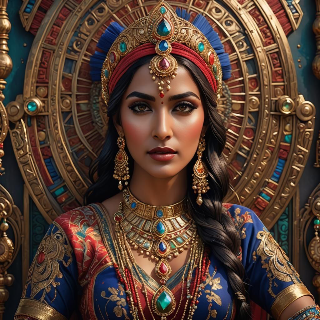 Art Deco Portrait of an Indian Woman