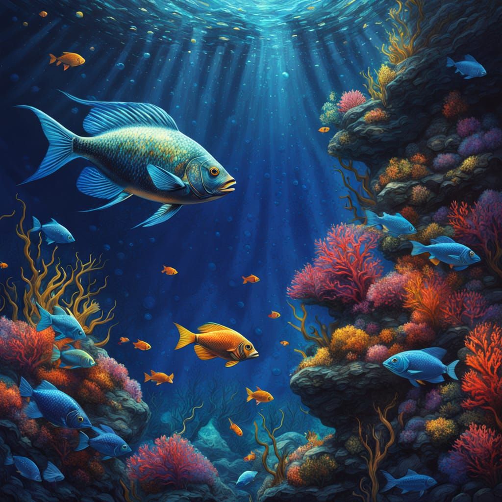 One Alexander Jannson inspired epic underwater scene, clean ...
