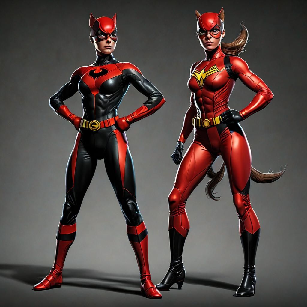 Dynamic Female Superhero Portrait in Comic Book Style