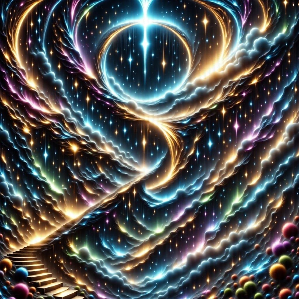 Majestic Stairway to Heaven in Dark Fantasy Style