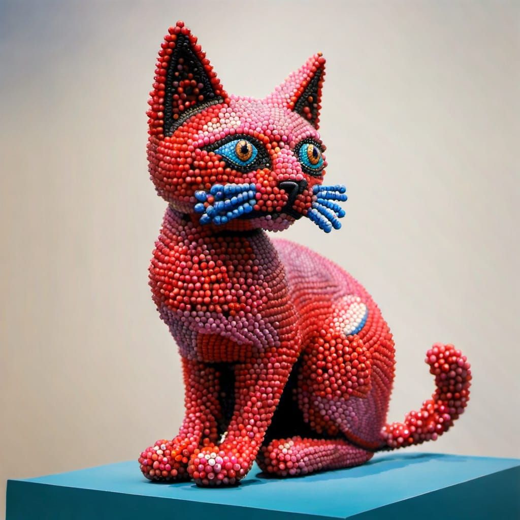 Beaded Cat Sculpture: Museum-Worthy Beadwork