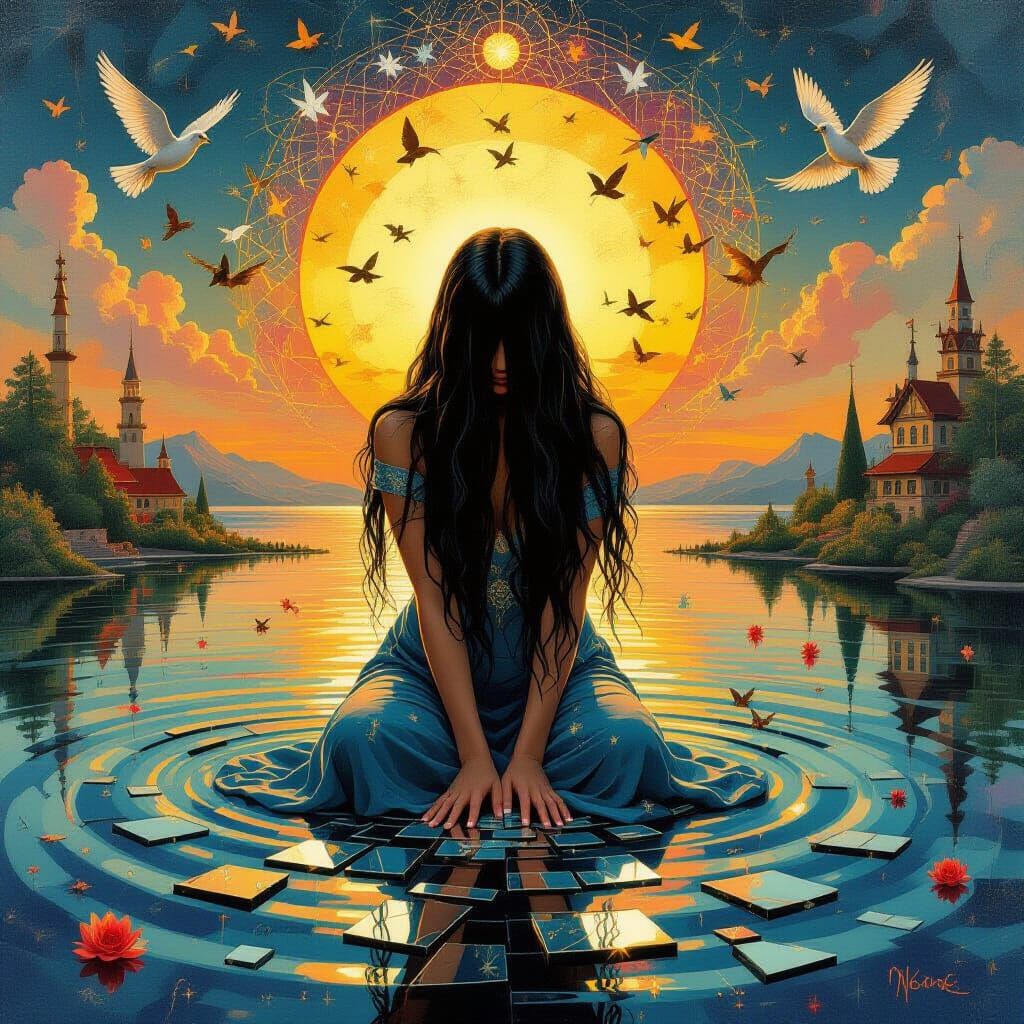 Psychedelic Floating City in Hieronymus Bosch Style