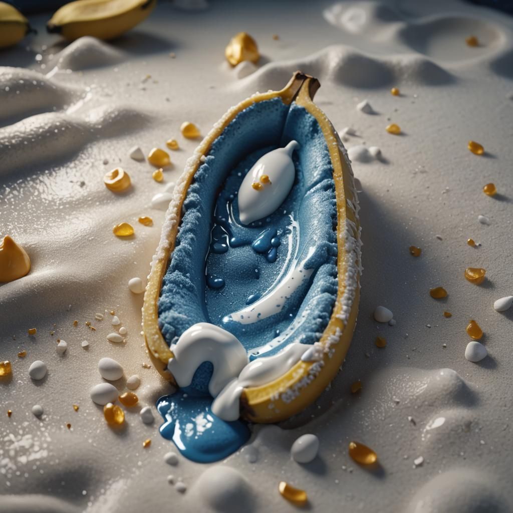 Iced Blue Banana in Stained Glass: Digital Painting