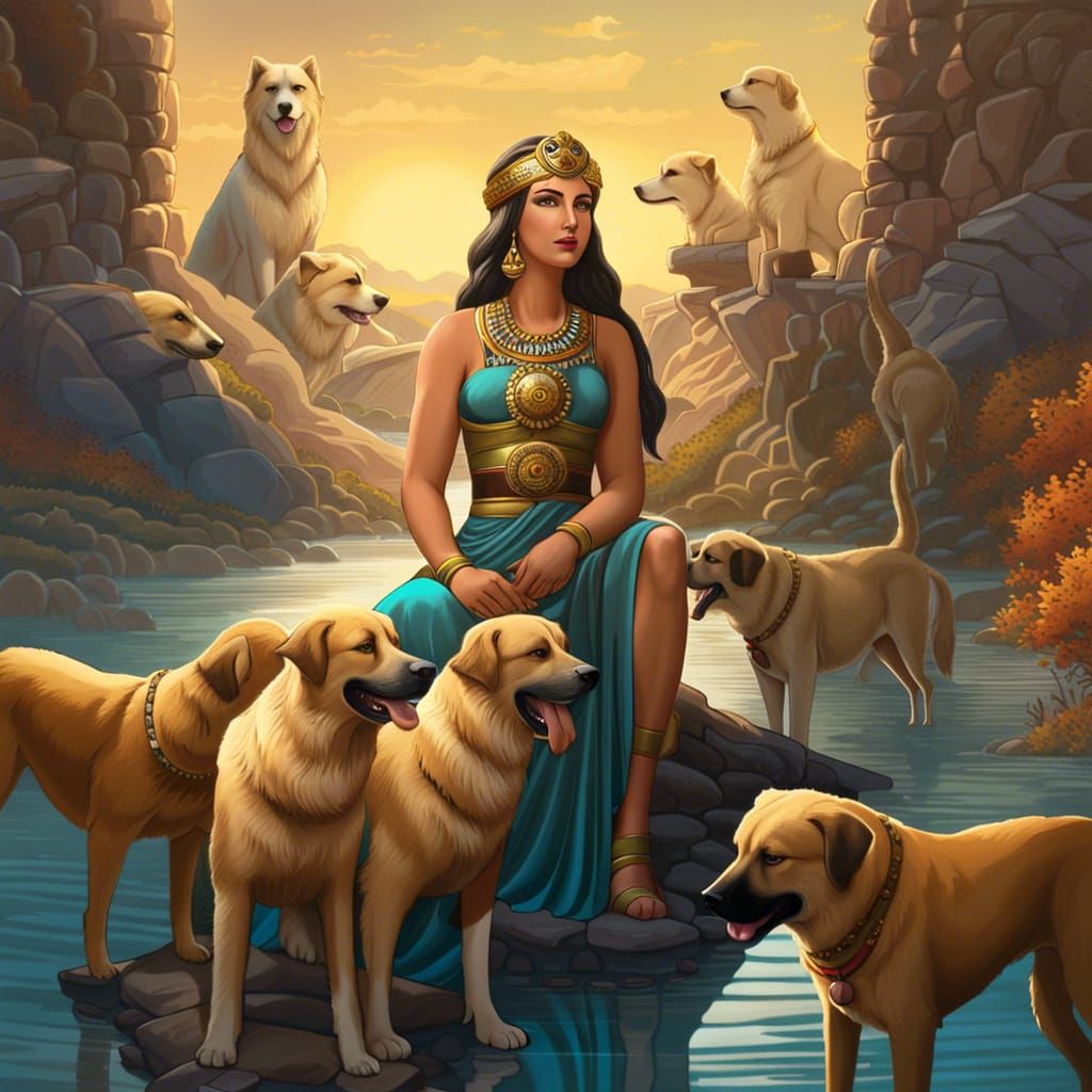 Sumerian Goddess with Anatolian Shepherds: Digital Art