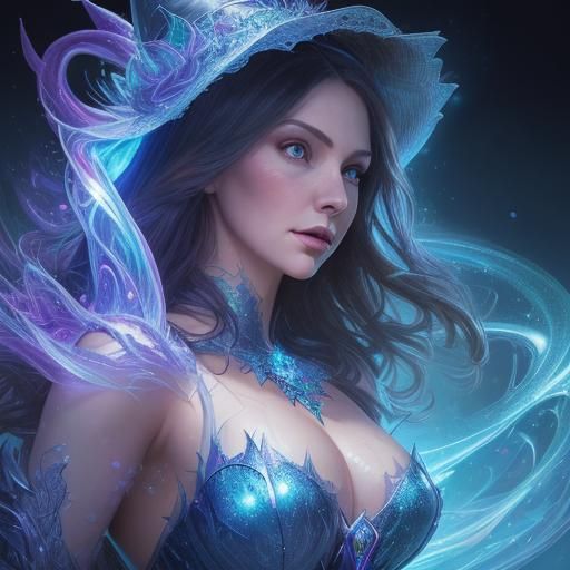 Enchanting Good Witch Portrait in Splash Art Style