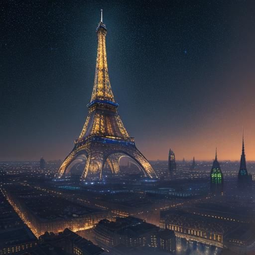 Eiffel Tower Shines with Swirling Lights
