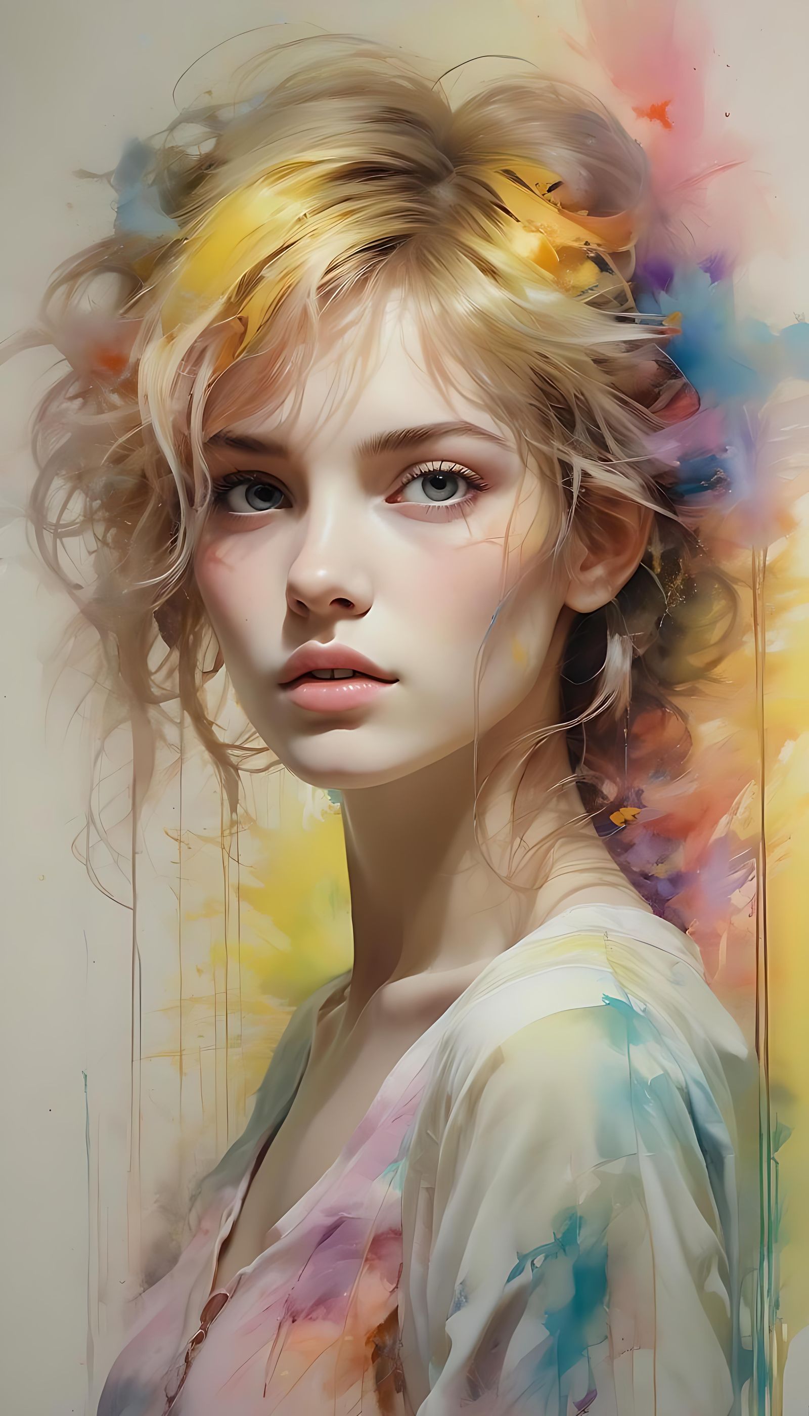 Dreamy Surreal Portrait in Soft Pastels