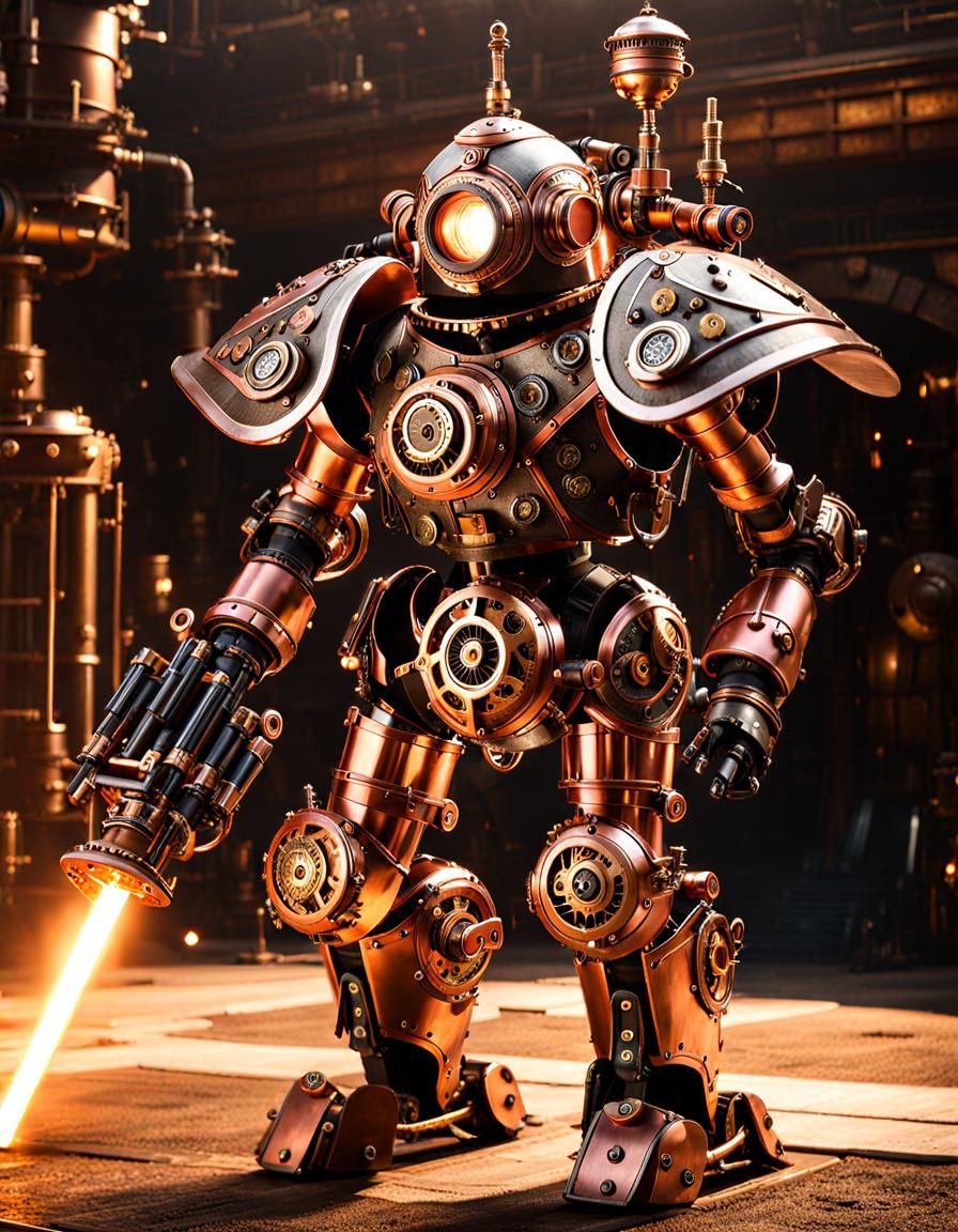 Steampunk Combat Android in Workshop