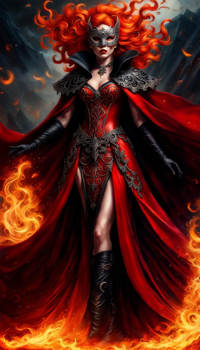 Fire-Haired Queen of Hell in Flight