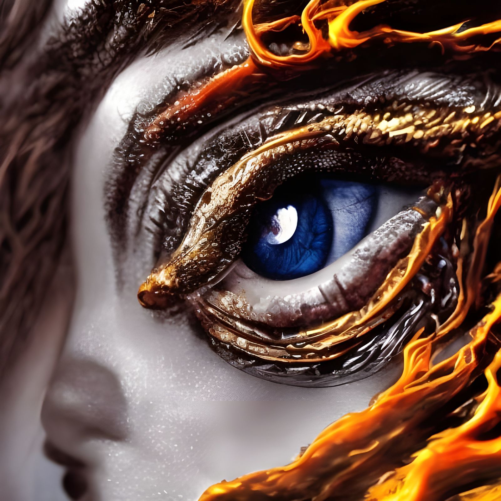 Detailed Close-up of Colored Eyes in Digital Art Style