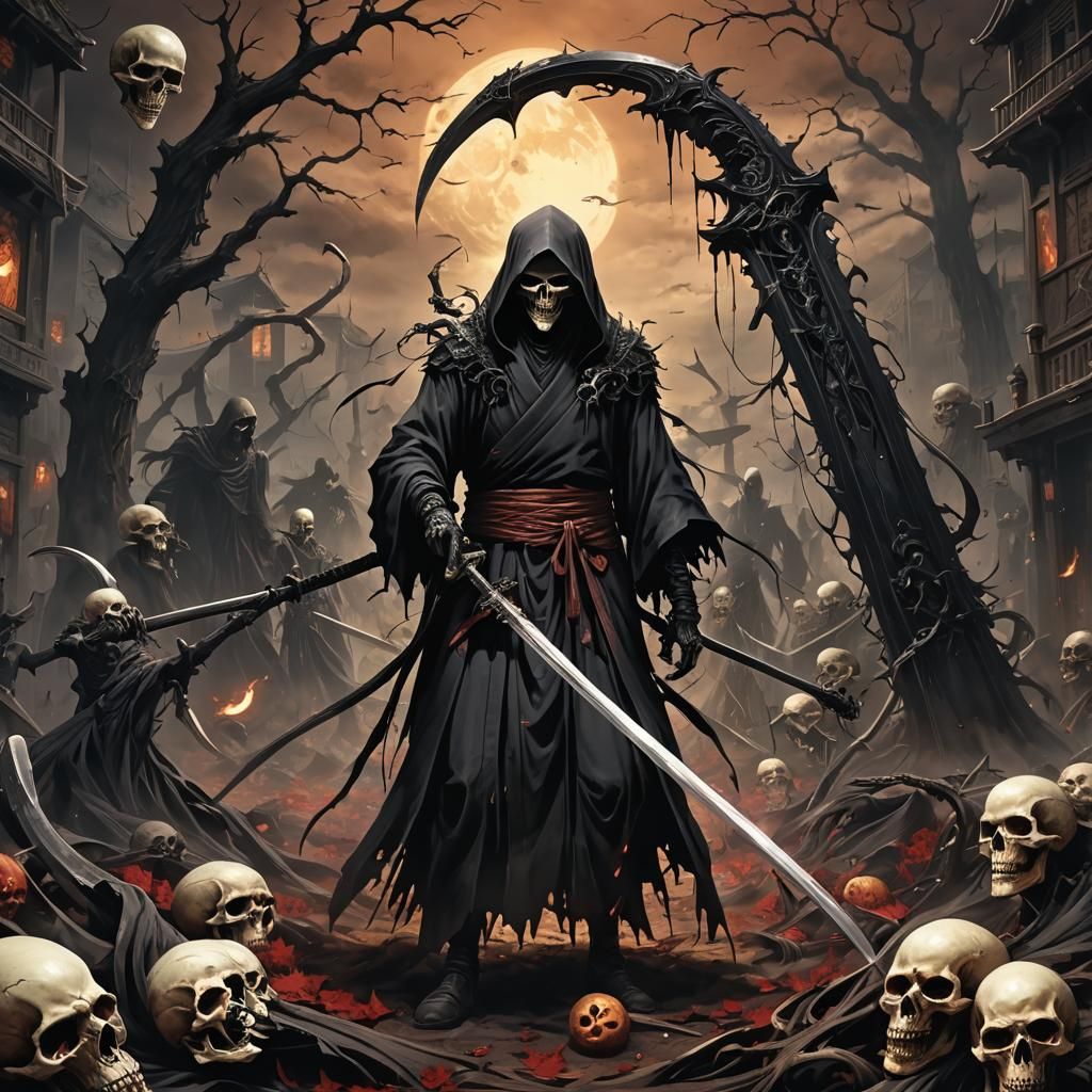 Shinigami Saves Soul From Hell: Detailed Matte Painting