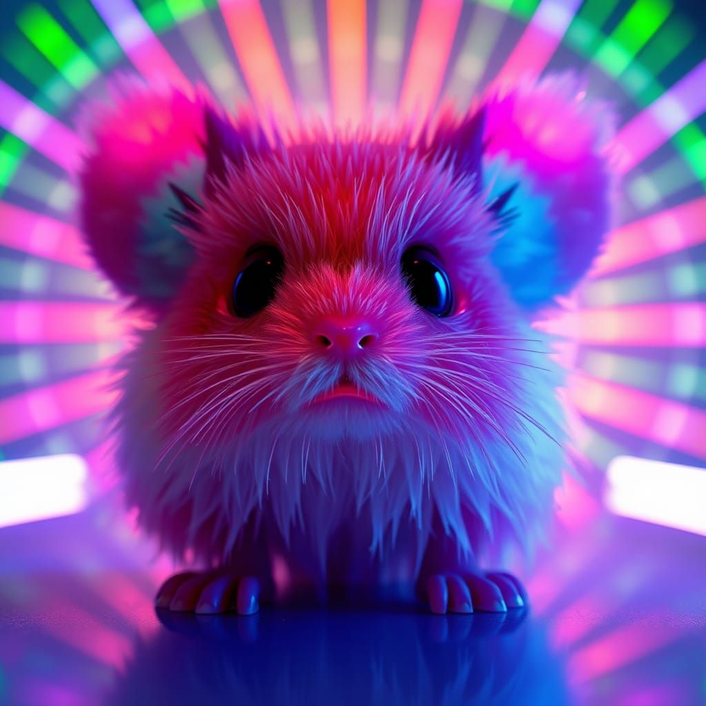 Fluorescent Finkle in Futuristic Lab, 3D Digital Art