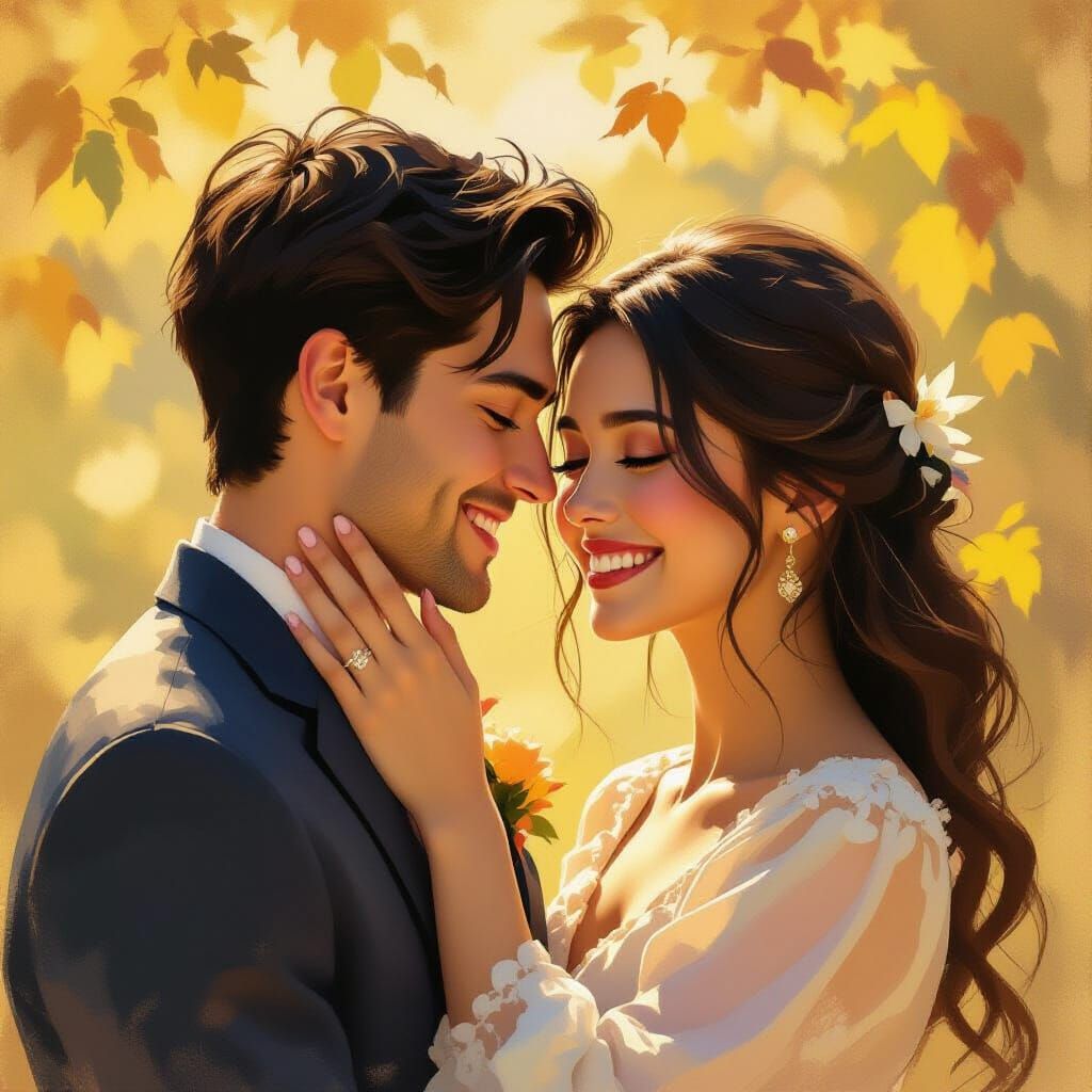 Romantic Butterfly Kiss in Golden Hour Glow