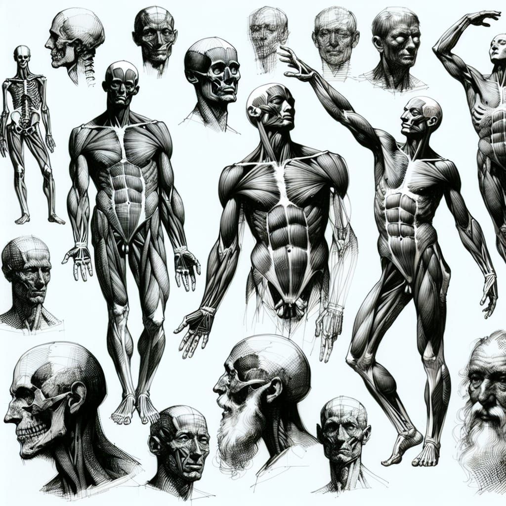 Anatomy Study Sketches in Ink