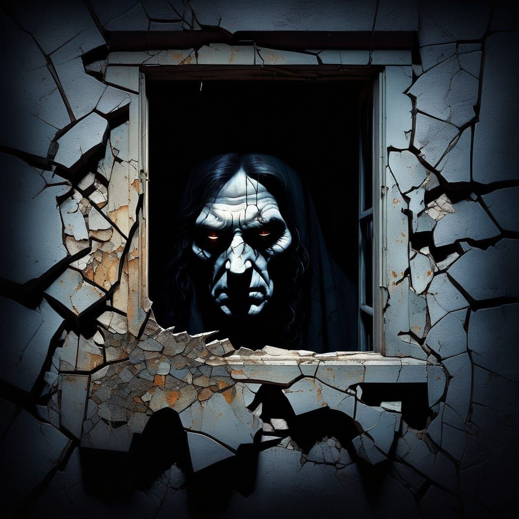 A Shadowy Figure in Dark Nighttime Atmosphere