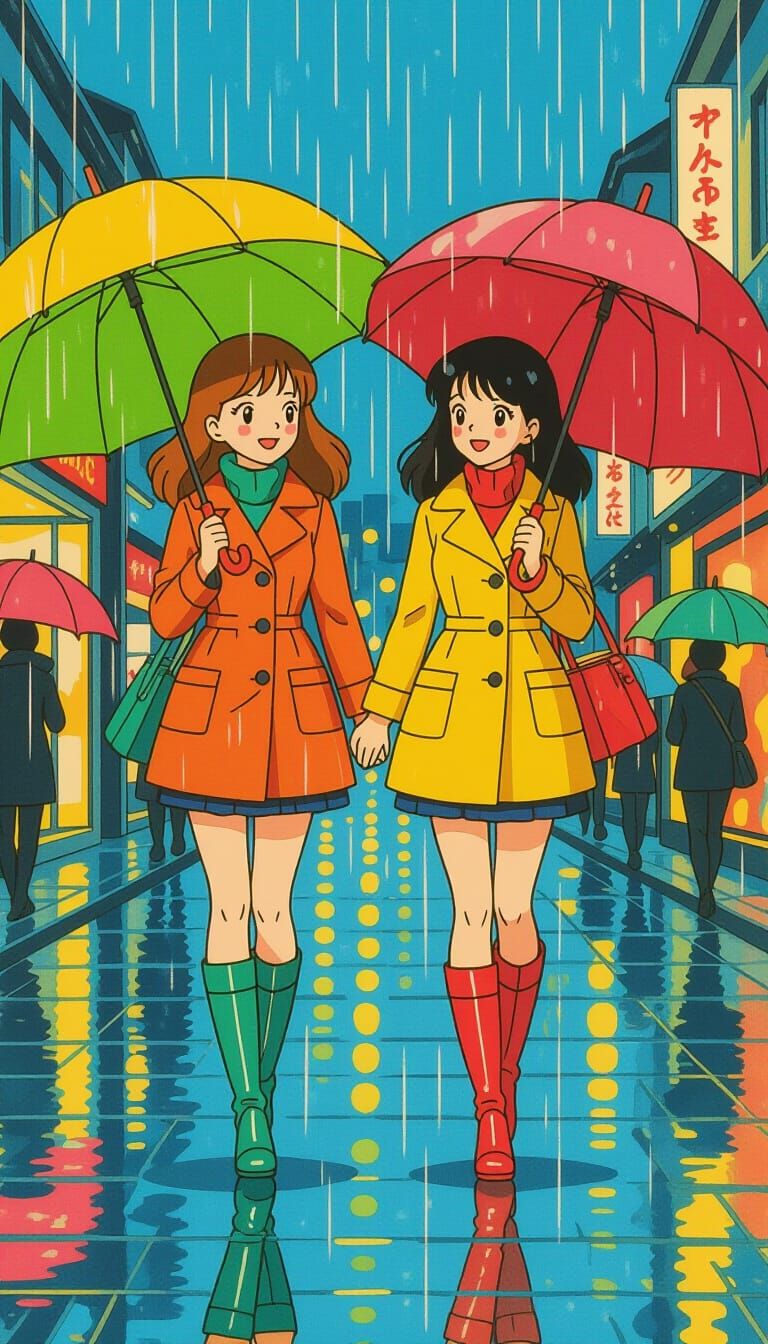 Fashionable Dolls Skip in Pouring Rain