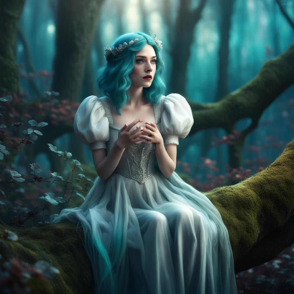 Snow White in Magical Forest: Ethereal Fantasy Art