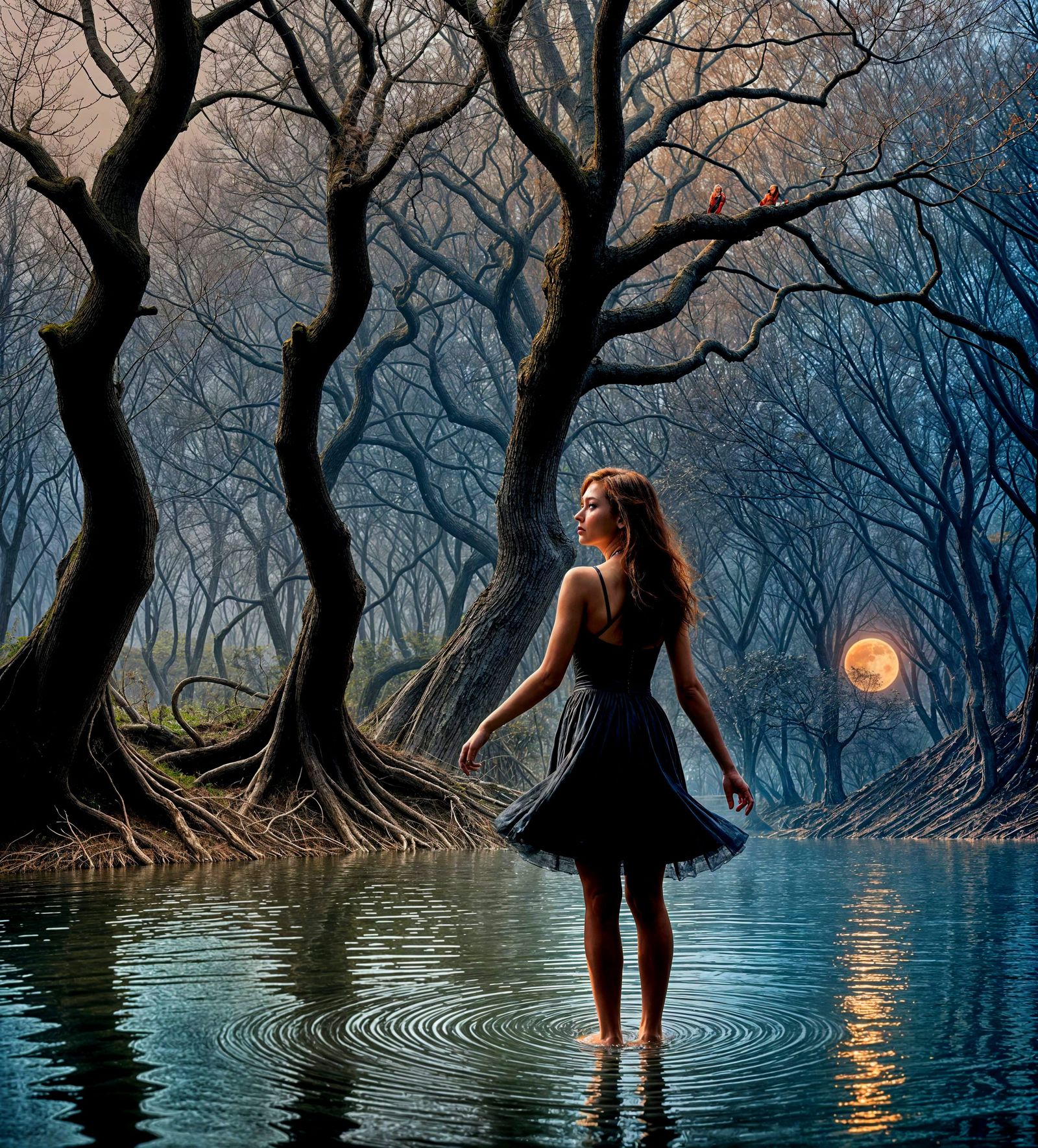 Surreal Biometric Woman in Dream Landscape