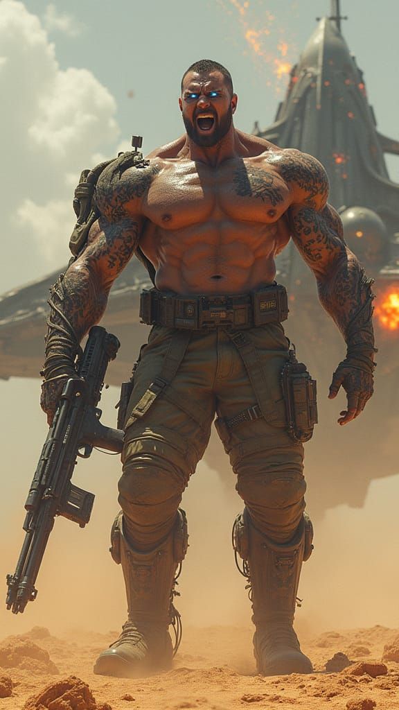 Cyberpunk Mercenary Ready for Battle